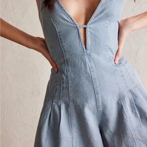 Free People Denim Blue Jumpsuit